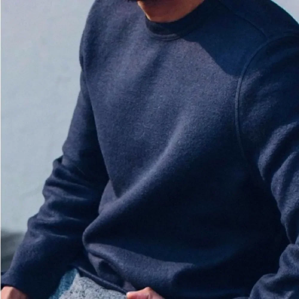 Taylor‎ Stitch The Weekend Crewneck pull over Navy Boiled Wool Sweater